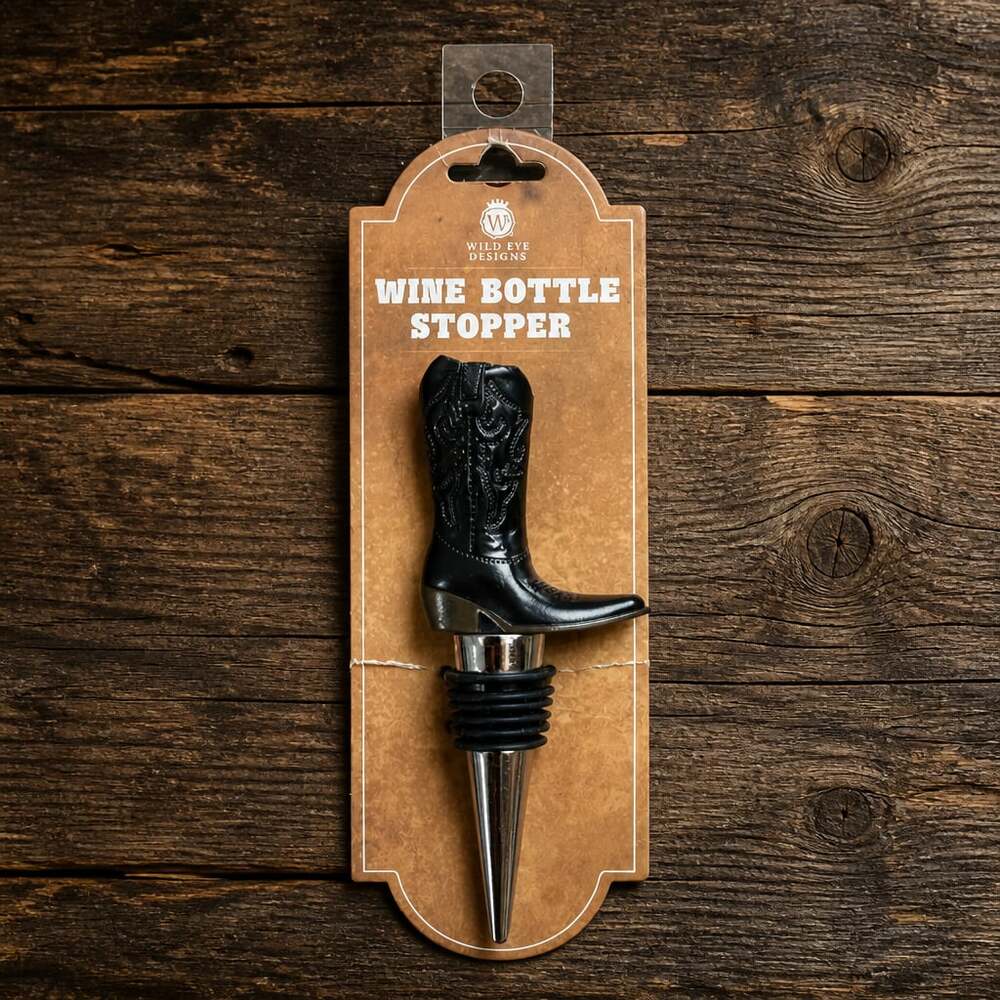 NWT-Black Cowboy Boot Wine Bottle Stopper by Wild Eye Designs